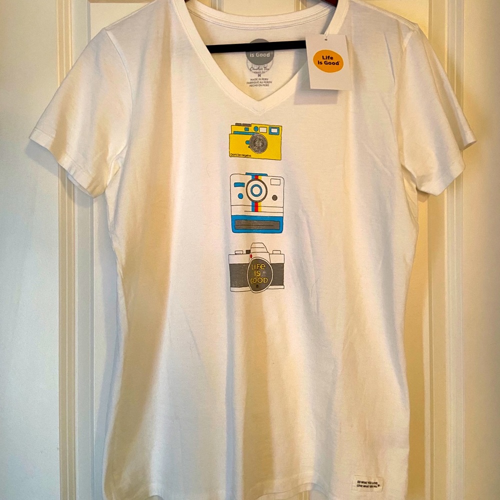 Life is Good camera tee